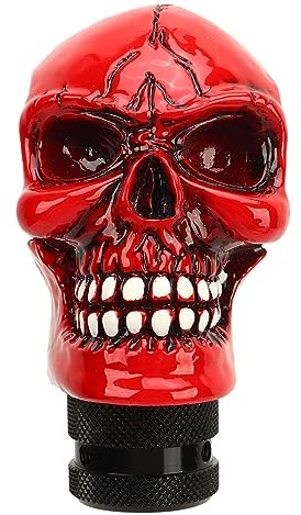 Yctze Skull Gear Shift Knob - Roter Universaler Totenkopfharz Schaltknauf, Manueller Hebelstick, Schaltknopf für Autos, Automatischer Auto-Schaltknauf, Skeleton Car Racing Shift Stick