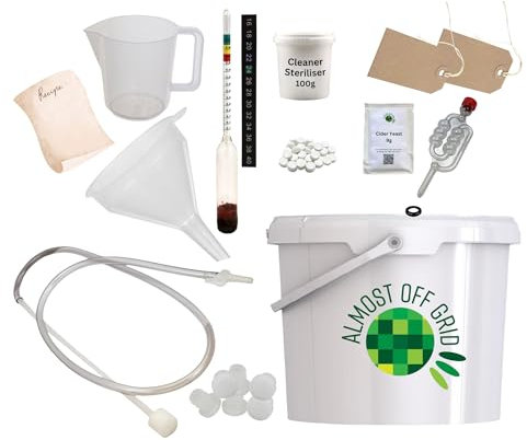 Almost Off Grid 10 Litre Cider Making Kit 10L/2 Gallon/20 Pints Home Brew Beginner's Cidermaking with Beginner's Guide