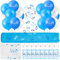 Weewooday 98 Stück Taufe Kommunion Dekoration Set Schön Dass Du Da Bist Tischdeko 25 Servietten 20 Luftballons 36 Holzfische Streudeko 1 Tischläufer 8 LED Kerzen 8 Lichthüllen, Blaue Weiße Fisch Deko