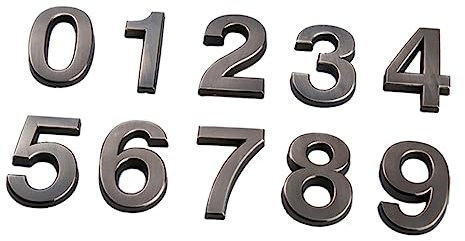 10 adesivi con numeri civici 3D, autoadesivi, numeri di porta 0-9, in plastica, grigio, resistente alle intemperie, design moderno, per hotel, cassetta delle lettere e indirizzo