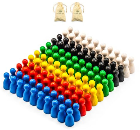 Waldfelsen® Halmakegel: 120 Halmakegel aus Buchenholz in sechs Zubehör für Brettspiele