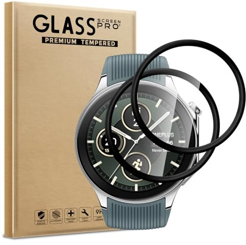 WFTE Protector de pantalla para OnePlus Watch 2/1/2R/OPPO Watch X, antiarañazos, alta transparencia, antihuellas, protector de pantalla de vidrio templado de alta calidad sin polvo para OnePlus 2