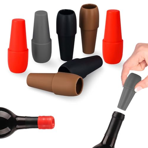 XIHIRCD 8 Pièces de Bouchon de Bouteille de Vin, Bouchon de Vin sous Vide en Silicone Scellant de Bouteille de Vin Accessoires de Bouteilles de Vin pour Garder la Bière Le Vin Le Champagne Frais