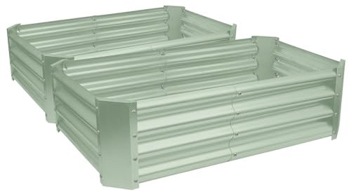 Harbour Housewares Raised Garden Bed - Green - 120 x 60cm - Rectangle - Pack of 2 - Bottomless Galvanised Steel Planter Box for Growing Outdoor Plants, Vegetables, Flowers and Herbs
