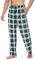 Ekouaer Pyjama Herren Cozy Atmungsaktive Schlafhose Herren Lang Karierte Pyjama Hosen Herren mit Elastischer Bund und Kordelzug Grün Weiß L