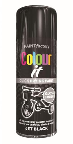 Inspired Essentials - All Purpose Aerosol Spray Paint 400ml Quick Drying Spray, Fast Dry and Excellent Coverage for Metal, Wood, Plastic and More (1, Black Gloss)