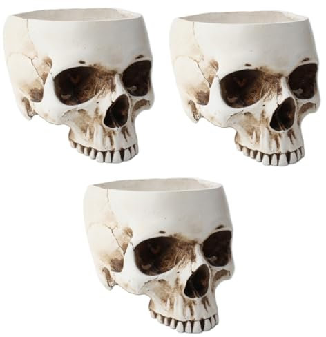 Milisten 3St Halloween antikes Gerät Halloween kostüm Halloween Costume klein Schädelschale Party blumenübertopf Blumentöpfe Halloween-Schädelverzierung Halloween-Pflanzenbehälter Haushalt