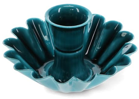 Emaille-Kerzenhalter Blume hoch - Blau Metall Kerzenständer Vintage-Look für Kerzen bis Ø 2cm