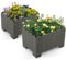 HOMASIS 2er Set Blumenkasten, wetterfest Pflanzkübel aus HDPE, Blumenkübel mit Abflussloch, Pflanzkasten Hochbeet Blumenbeet Blumentopf Pflanzbeet für Garten Balkon Terrasse (Grau, 45x32x30cm)