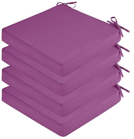 SK Studio 4er Set Stuhlkissen Outdoor wasserdicht Polsterauflage Stuhlauflage Kissen Sitzkissen Bezug abnehmbar mit Eckbändern Lila, 40x40x5cm