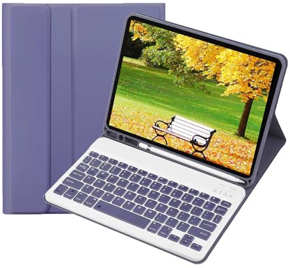 leleyo Cover tastiera per iPad air/air2/Pro 9.7 pollici Custodia tastiera wireless magnetica rimovibile per iPad air/air2/Pro (Viola)