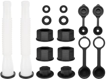 sourcing map 2set Gas Can Spout Replacement, Gas Can Nozzle Flexible Pour Nozzle w Fine/Coarse Thread Cap, Spout Sealing Cap, Gas Can Vent Cap-A/B for Most 1/2/5/10 Gal Can, White