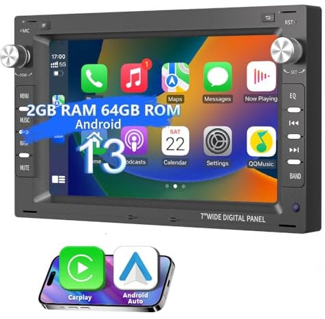 2G+64GB 7 Android 12 GPS Navi Autoradio+Kamera für VW Golf 4 MK4 Polo Passat Golf Jetta, 7-Zoll Touchscreen Auto Radio Bluetooth und Sprachsteuerung, Spiegel Link, Subwoofer, SWC, FM Radio