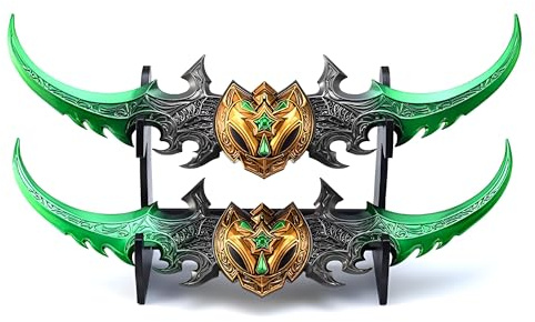 Wow Warglaive of Azzinoth Modell, Allmetal Spiel SammlerstüCke, Pappschachtel Verpackung Mit PräSentationsstäNder,Green 2pcs