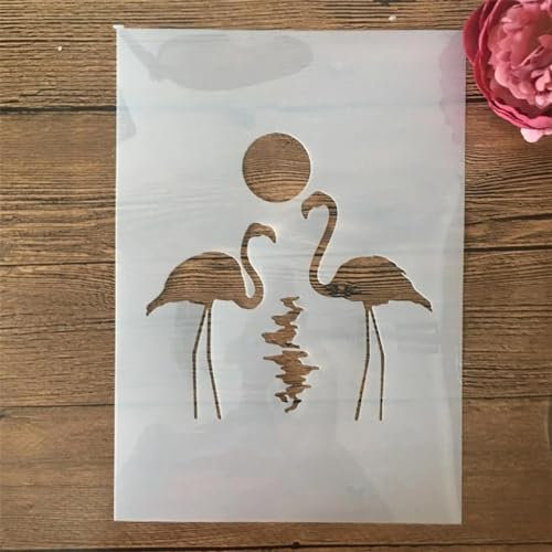 Schablonen zum Basteln, A4, 29 cm, Flamingo-Liebhaber, Fluss, Schablonen zum Malen auf Holz, Schablonen für Steinmalerei, wiederverwendbare Malschablonen, Wandmalschablonen