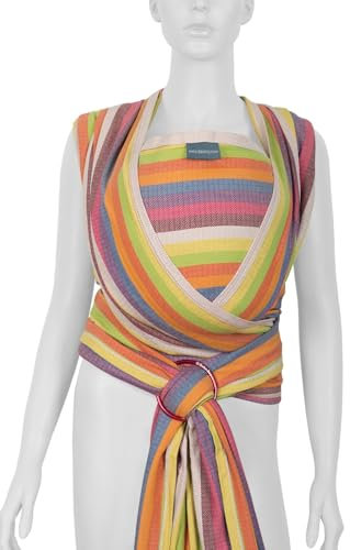 Gewebtes Babytragetuch Dacony - einschließlich zwei Ringe, 100% Baumwolle, geeignet für Kinder von der Geburt bis zum Alter von 3 Jahren (Rainbow, M)