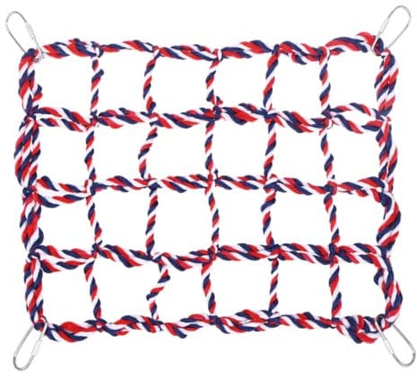 Happyyami Small Animal Woven Climbing Hammock Chew Rope Activity Toy for Hamsters Rats and Ferrets Connects Easily to Cages for Healthy Exercise