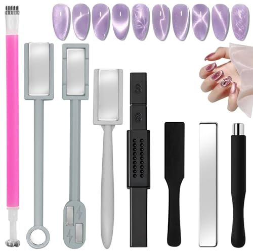 8-teiliges Katzenaugen-Nagelmagnet-Set, Magnet für Nägel, Werkzeugset Mit Starken Magnetischen Eigenschaften für Nagelkunst