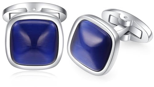 HONEY BEAR Herren Quadrat Manschettenknöpfe Hochzeit Cufflinks Manschettenknopf (Royal Blau Opal)