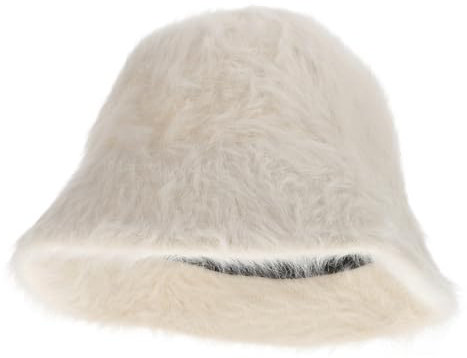 ANDRESLAD Bucket Hat Für Damen Warm Und Weich Stilvoller Fischerhut Für Herbst Und Winter Outdoor Freizeitmütze Milchweiß Für Reisen Und Alltag