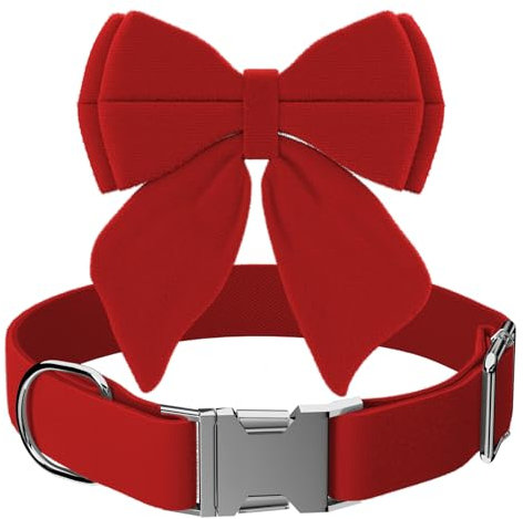 Asvin Samt-Hundehalsband – Verstellbare Hundefliege, Metall-Schnellverschluss – Für alle Hundegrößen extra robust