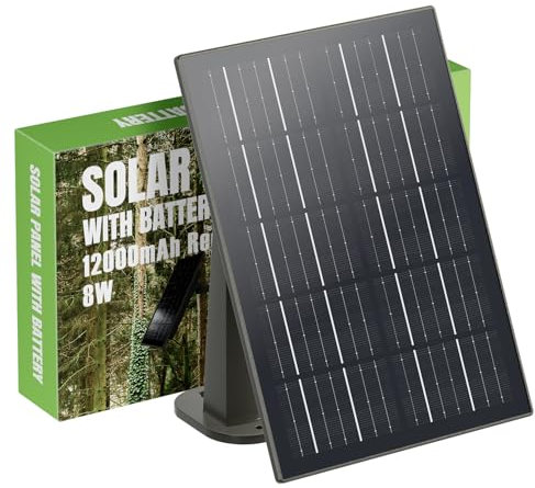 Panneau Solaire 12000mAh Batterie Compatible avec Caméra Chasse 12V/6V Appareil Photo avec câble Connexion 3M Chargeur Solaire Etanche Caméra Chasse Accessoires Chasse