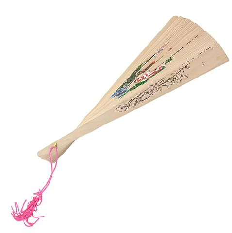 Generisch Vintage Oriental Fan, Oriental Handheld Fan - Vintage Japanese Folding Fan Handheld - Tabletop Orament Hot Days Cooler Women Girls Dance Props for Wedding, Gathering