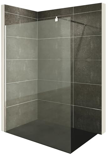 Moments Of Glass Mampara de Ducha Fija/Walk-In Fiona 130x200cm, Cristal Templado Transparente de 10mm, Perfiles y Barra Estabilizadora en Acero Inoxidable Cromado