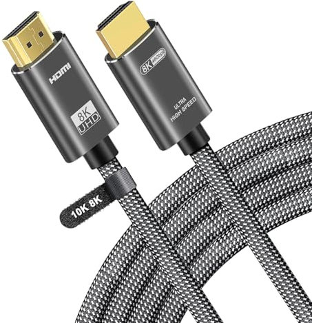 Fiber Optic 8K HDMI 2.1 Cable 50 ft /15M, 48Gbps Ultra High Speed,| 4K 240Hz 165Hz 144Hz 120Hz, 8K 60Hz, HDR10+, eARC, HDCP2.3|, Braided HDMI Cord for Netflix Roku TV PC Monitor Projector PS5 Xbox
