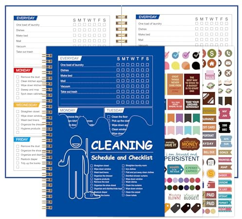 Cleaning Schedule and Checklist, Undated Daily and Weekly Household Cleaning Checklist Planner, Organize Your Home to Keep Neat and Stress-Free
