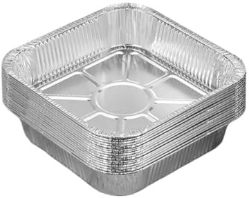 JCXIOC Vassoi in Foglio di Alluminio 20/30 Pezzi teglie in Alluminio stagnola teglie da Forno teglie quadrate in Alluminio pratiche teglie in Alluminio Argentato per Cucinare(8x8inch 20pcs)