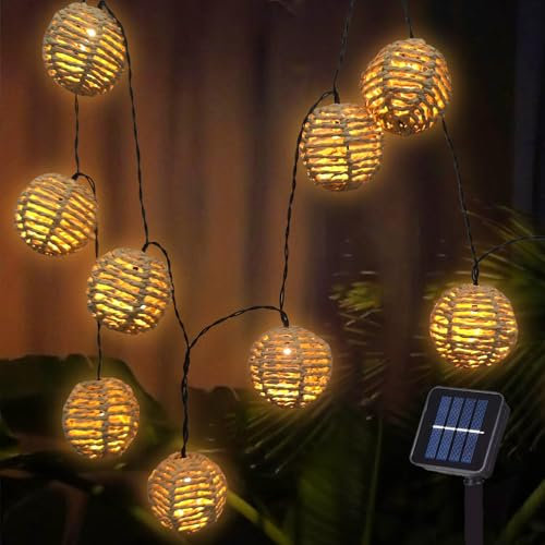 Led Solar Lichterkette Aussen,Solar Lampions Außen,Led Lichterkette Außen Solar,Papierseil Solar Lichterkette,Lichterkette Außen Solar Wasserdicht,für Garten,Terrasse,Balkon
