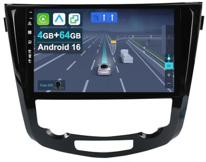 KEC [4+64GB] 10.1 Android 16 Car Stereo Radio for Nissan X-Trail Qashqai j11 Rouge 2014-2018 with Carplay/Android Auto/Mirror Link/GPS Navi/Bluetooth 5.0/USB/2 Din Head Unit -Included Camera