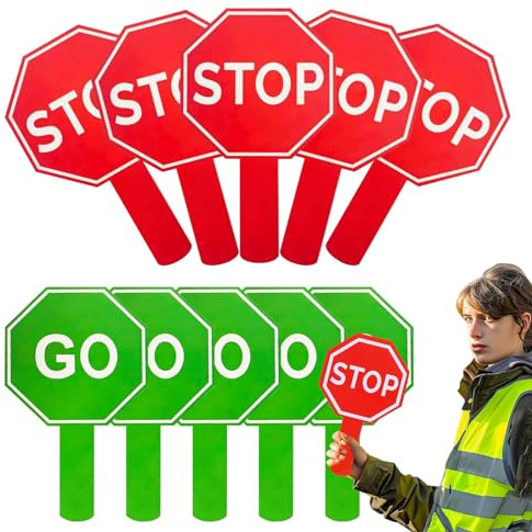 and Go Schild – Street Warnschilder – doppelseitiges wasserdichtes Paddel für Schulsicherheit, Straßenverkehrskontrollraumdekoration