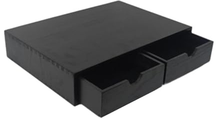 MERIGLARE Aufbewahrungsbox für Kaffeepads Aus Holz mit 2 Schubladen, Großes Fassungsvermögen, Platzsparender Kaffee Und Tee Organizer für Die Küchenarbeitsplat, Schwarz