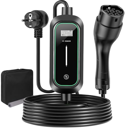 Chargeur Voiture Electrique, 3.68kW 5M EV Recharge Type 6-8-10-13-15-16A | Type 2 Prise CEE Charger EV avec LCD, IP65 Étanche Station de Charge Mobile Compatible avec Tesla/IEC 62196-2
