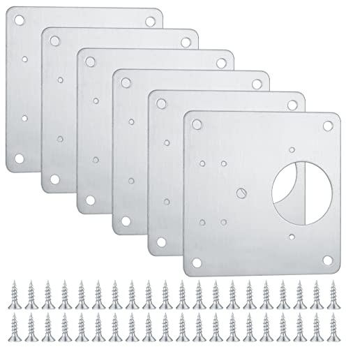 6 Pcs Kitchen Cupboard Hinge Tepair Plate with 48 Screws. | Flat Fixing Brackets to Mend Kitchen Cupboard Doors. (6) door hinge repair screws