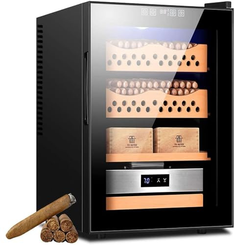 MLYYYDSS Humidor-Zigarrenschrank, intelligenter elektronischer Zigarren-Humidor-Schrank, elektrischer Zigarren-Humidor-Kühler mit Zedernholzfutter, 4-lagige Schubladen, Temperatur 11–18 °C A