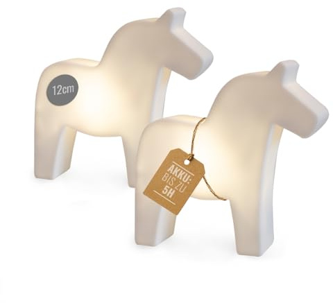 8 seasons design LED Pferd Mini-Leuchten Set Shining Horse Micro (Weiß) Duo Bundle - Dekolampen 12 cm - kabellos mit Akku & USB-C aufladbar - Tischdeko, Pferdelampen für Fensterbank, Kinderzimmer