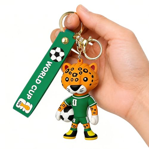 XJJAUGKLY Porte-clés mascotte de la Coupe du Monde 2026 - En silicone - Pour clés de voiture, sac à dos - Cadeau pour enfants, adultes et amateurs de la Coupe du monde 2026, Dieu léopard, /