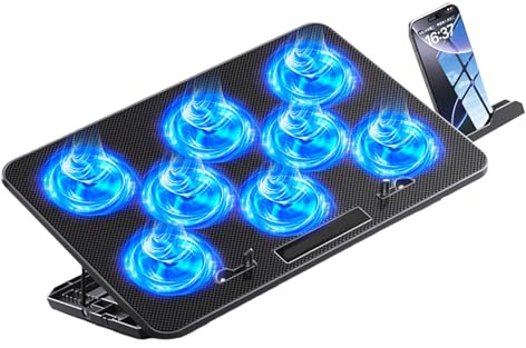 ZBIianxer Cuscinetto di raffreddamento silenzioso RGBs Gaming Laptop con regolazione della velocità regolabile e compatibilità universale per dispositivi 14-17, 3 pollici RGBs Gaming Laptop Cooler