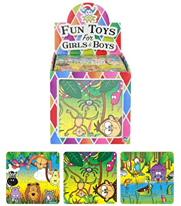 Henbrandt 1x Children’s Mini Jungle Animal Jigsaw Puzzle 25-Piece Mini Jigsaw for Kids Toys Party Bag Fillers Lucky Dip Class Gifts Home School Rewards