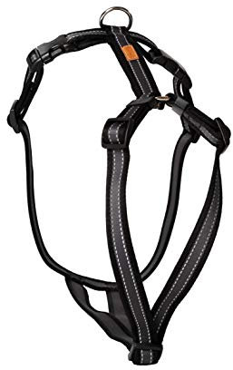 Feltmann Hundegeschirr - Soft-Grip, schwarz/Silber, Bauchumfang 55-75 cm, 20 mm Bandbreite