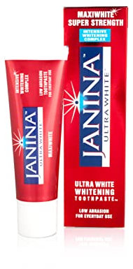 Janina Ultra White 75ml White Luxe Maxi White Toothpaste | Natural Fruit Enzyme Whitening | Low Abrasion Formula | Stain Removal & Plaque Control | Vegan & Cruelty Free