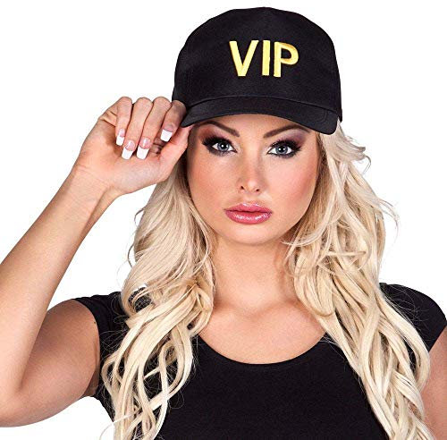 Boland 44192 - Mütze VIP, 1 Stück, Einheitsgröße, verstellbar, schwarz mit goldener Schrift, Basecap, Cap, Hut, Kappe, Fan-Outfit, Fußball, Puplic Viewing, Accessoire, Karneval, Schirm, Hollywood