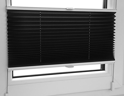 KS Handel 24 PLISSEE FALTROLLO 40x120 cm SCHWARZ INKL. KLEMMTRÄGER Jalousie - MEGA Auswahl IM Shop - 80 Breiten - 12 Farben
