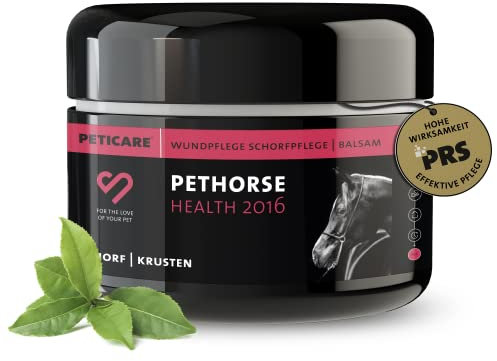 Peticare Anti-Schorf & Wunden Salbe für Pferde | bei Krusten Mauke Raspe | weicht schonend auf & unterstützt Regenerationsprozess | einzigartiges PRS® System für Lange Wirkung – petHorse Health 2016