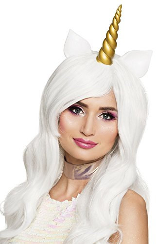 Boland 85816 - Perücke Einhorn für Erwachsene, lange Kunsthaare mit Horn und Ohren, Zubehör für Märchen Kostüm, Faschingskostüme