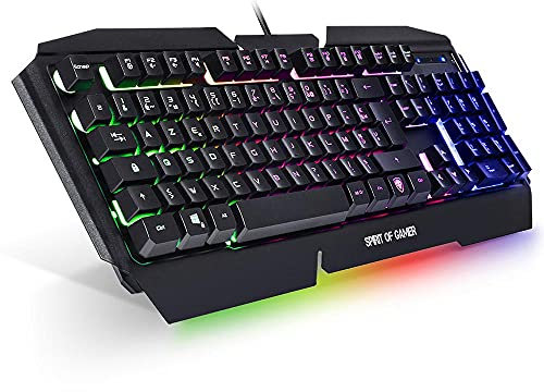 Clavier PC Gamer Pro-K5 USB Azerty avec touches semi mécanique antighosting et rétro éclairage LED
