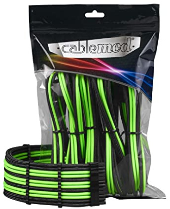 CableMod CM-PCAB-BKIT-NKKLG-3PK-R Kabelverlängerungsset, Schwarz/Grün